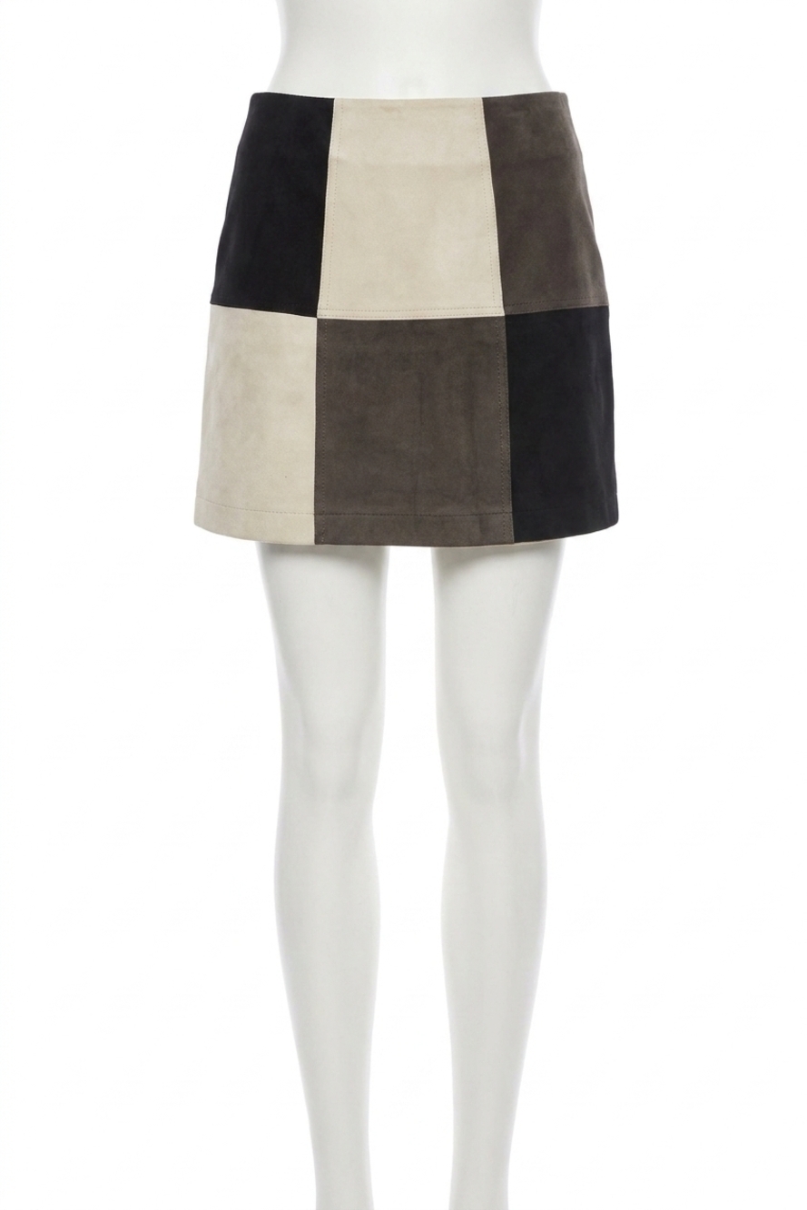 NEW MIOU MUSE soho suede skirt in black/white